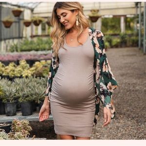 PinkBlush mocha ribbed fitted bodycon dress